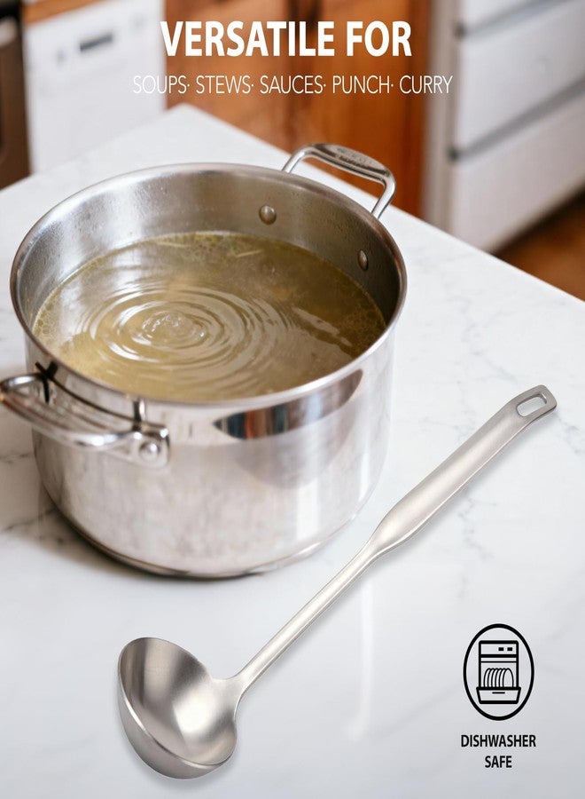 Voltology Professional Stainless Steel Soup Ladle, 11.8" Comfort Grid, Long Ergonomic Handle, Durable Kitchen Utensil for Cooking, Stirring, Serving Soups, Heavy-Duty Metal, Dishwasher Safe - Image 3