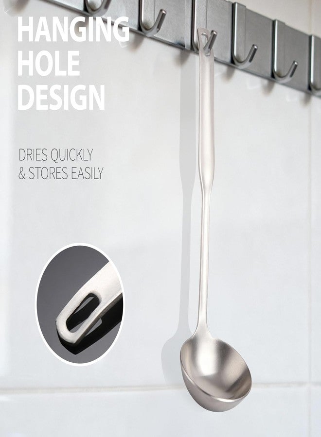 Voltology Professional Stainless Steel Soup Ladle, 11.8" Comfort Grid, Long Ergonomic Handle, Durable Kitchen Utensil for Cooking, Stirring, Serving Soups, Heavy-Duty Metal, Dishwasher Safe - Image 4