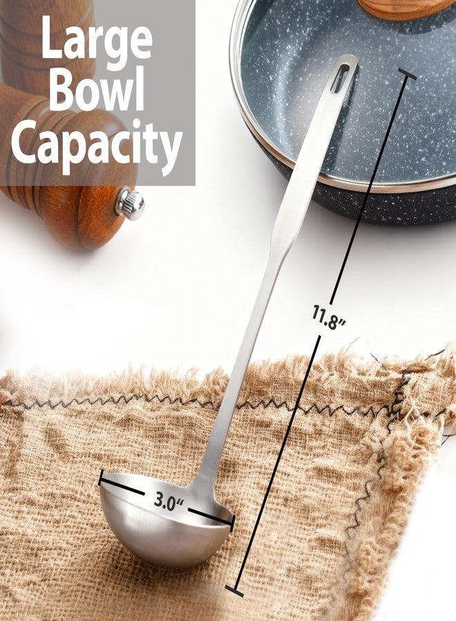 Voltology Professional Stainless Steel Soup Ladle, 11.8" Comfort Grid, Long Ergonomic Handle, Durable Kitchen Utensil for Cooking, Stirring, Serving Soups, Heavy-Duty Metal, Dishwasher Safe - Image 2