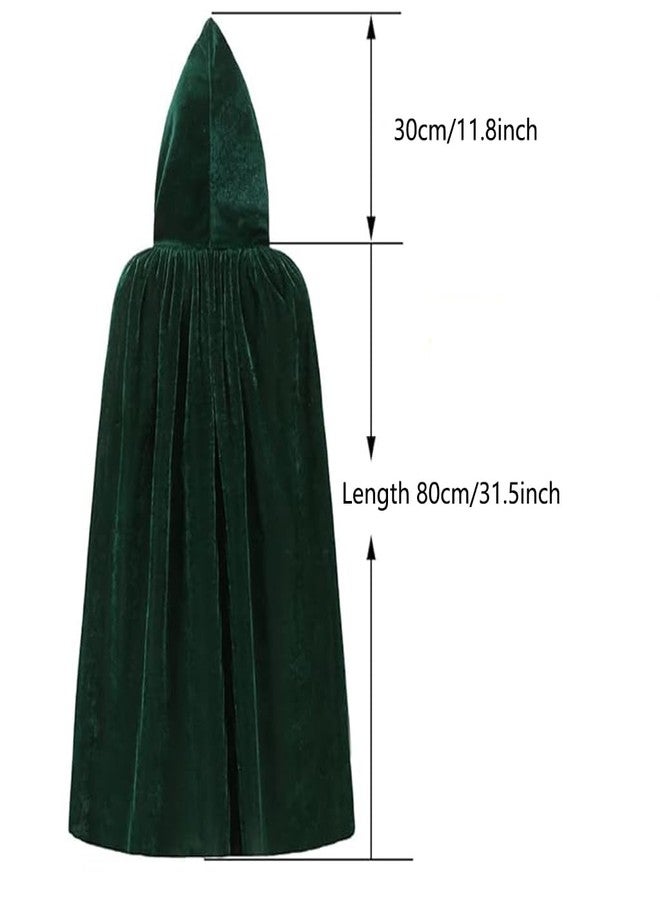 SZBZ Kids Halloween Christmas Costumes Cape Velvet Hooded Cosplay Party Cloak Devil Witch Wizard Robe Ages 4 to 8 (Green) - Image 2