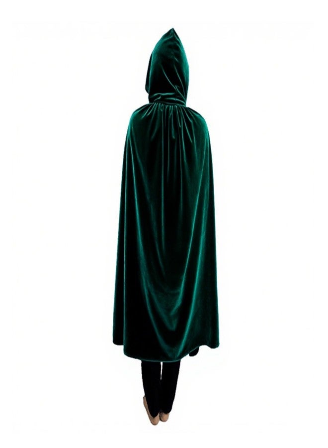 SZBZ Kids Halloween Christmas Costumes Cape Velvet Hooded Cosplay Party Cloak Devil Witch Wizard Robe Ages 4 to 8 (Green) - Image 1