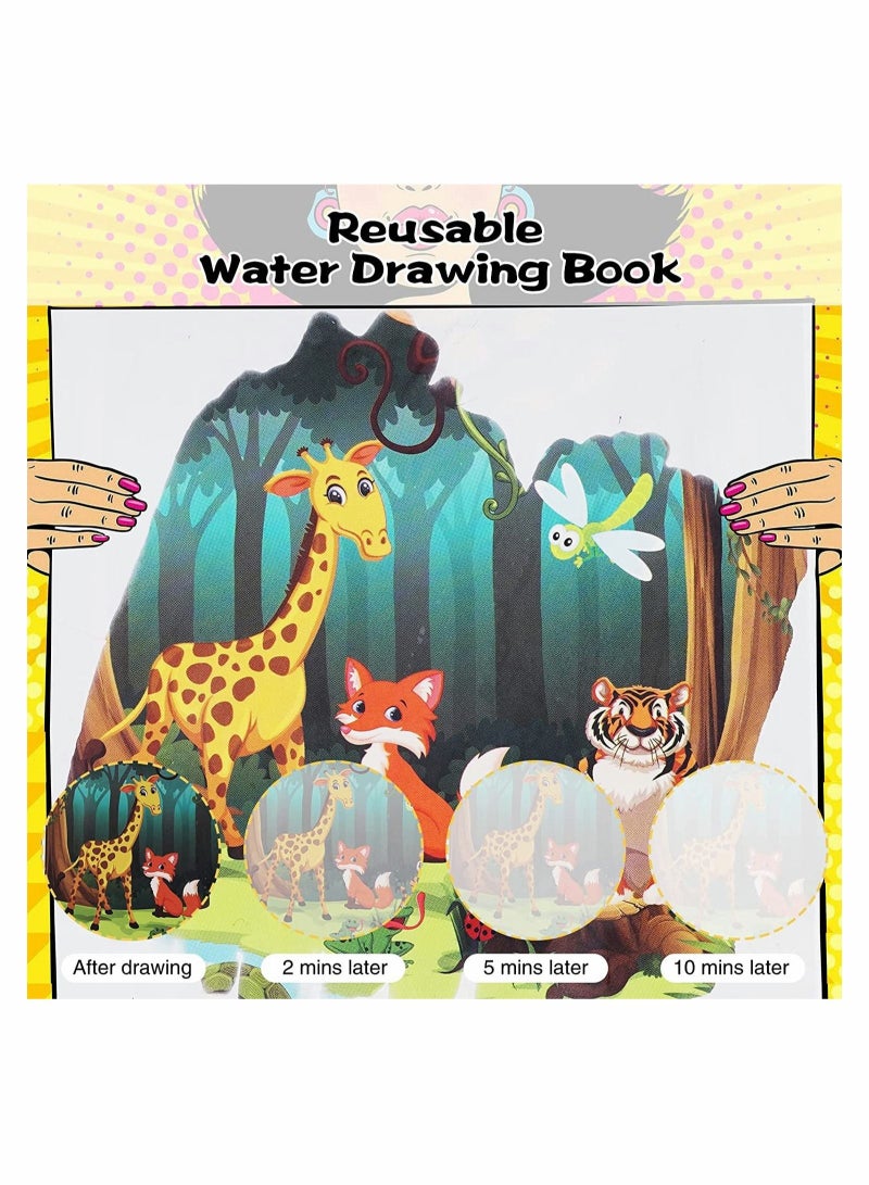 كابتن تيك Magical Water Coloring Book Kids Magic Painting Books with Water Reusable Drawing Book for Toddler Cartoon Animals 3 Pack - Image 3