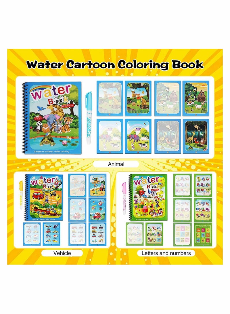 كابتن تيك Magical Water Coloring Book Kids Magic Painting Books with Water Reusable Drawing Book for Toddler Cartoon Animals 3 Pack - Image 4