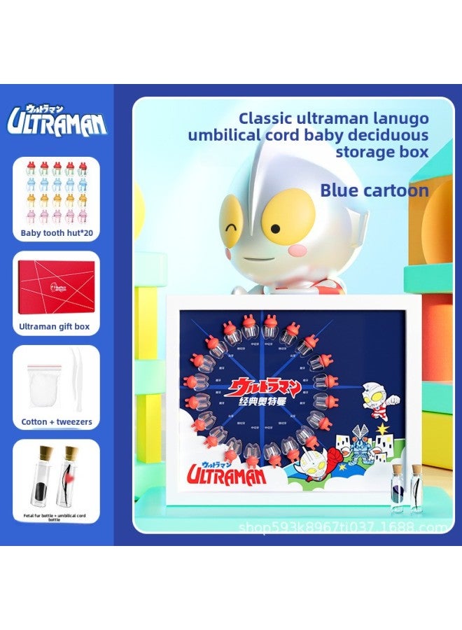 Ultraman Umbilical Cord Collection Box Fairy Hair Souvenir Self-made Storage Newborn Baby Pack Navel Storage Box-Specifications: Blue-ABS Frame Lanugo Bottle + Umbilical Cord Bottle + Milk Tooth Box (send 20 Tooth Houses) - Image 1