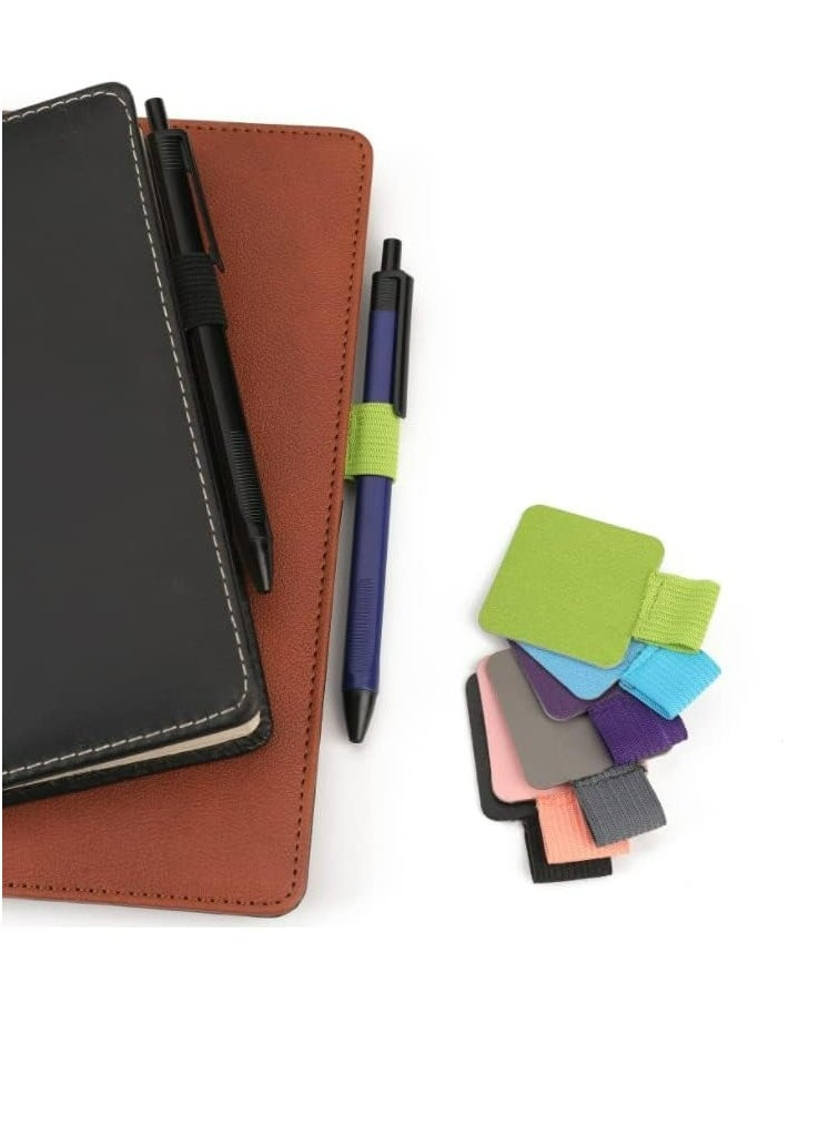 Generic - 6 PCS Pen Loop Holder Self-Adhesive Leather Pen Loop with Elastic Band for Notebooks, Journals, Calendars, Planner,ipad Capacitive pen， 6 Colors - Image 1