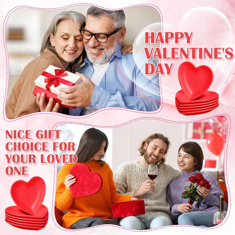 Meanplan 12 pcs Heart Shaped Plates Ceramic Salad 69 Inches Ceramic Graduation Plates Dinner Heart Shaped Serving Dish Dessert Elegant for Kitchen Steak SnacksRed - Image 4