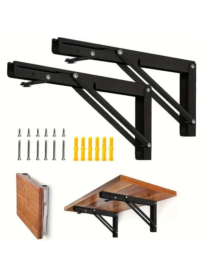 2PCS 15 75 Inch Stainless Steel Folding Stand Wall Mount Space Saving 150 Lbs Capacity - Image 2