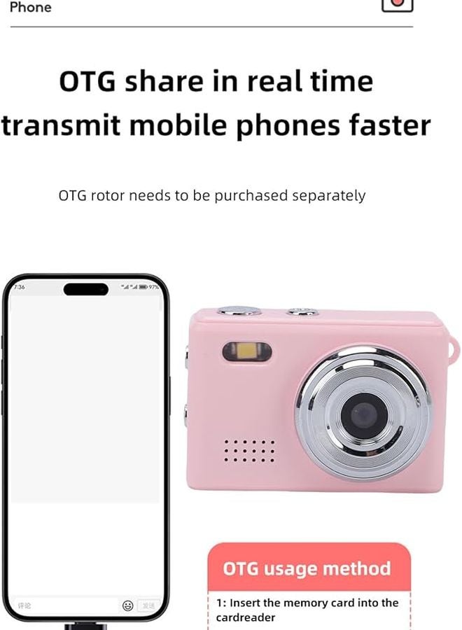 Pink Digital Camera 1080P HD Portable Keychain Video Camera for Students Travel Records - Image 5