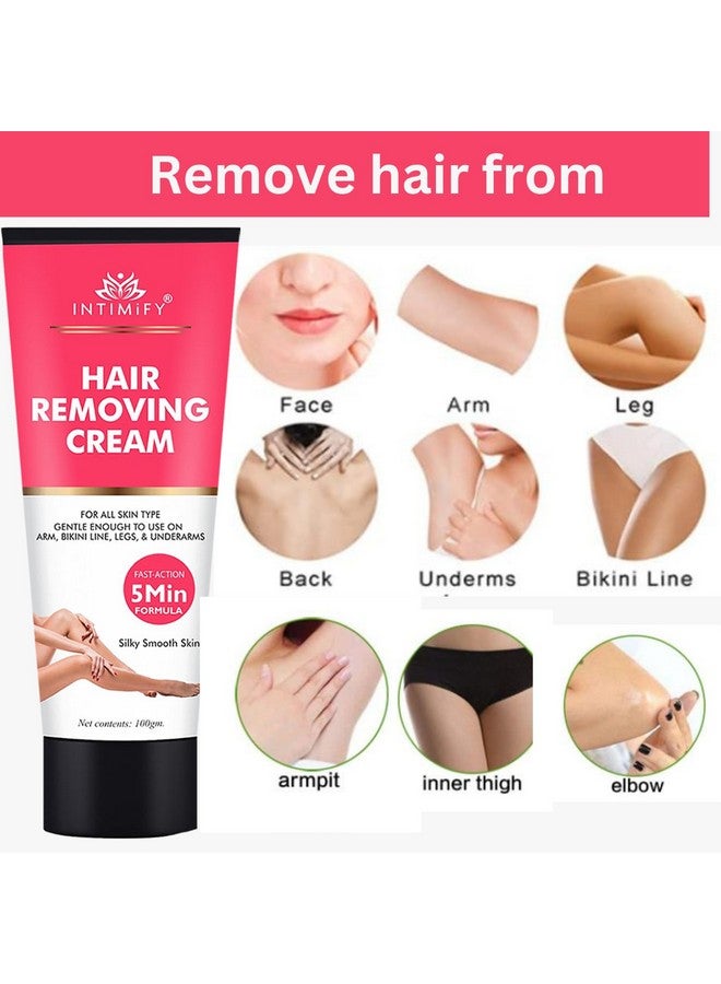 INTIMIFY كريم إزالة الشعر INTIMIFY للنساء والرجال، كريم إزالة شعر البيكيني وتحت الإبط للنساء، كريم إزالة الشعر، كريم مزيل الشعر لجميع أنواع البشرة 100 جرام (عبوة من 1) - Image 3