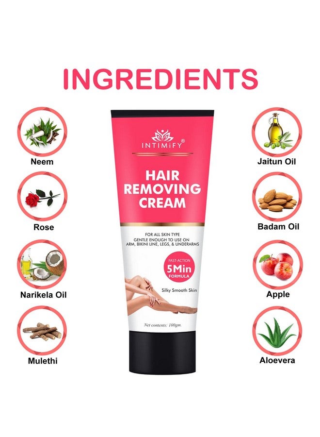 INTIMIFY كريم إزالة الشعر INTIMIFY للنساء والرجال، كريم إزالة شعر البيكيني وتحت الإبط للنساء، كريم إزالة الشعر، كريم مزيل الشعر لجميع أنواع البشرة 100 جرام (عبوة من 1) - Image 4