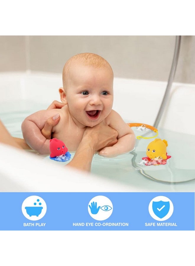 Simba Abc Baby Bath Toys For Kids | 3 Vinyl Water Floating Fish With Hanger And Fishing Rod | Toddler Pool Toys For 6 Month Old Baby | Cute Swimming Bath Squeeze Toys - BIS Approved (Multicolor) - Image 5