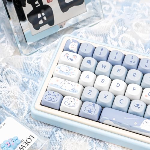 COOMICKEY Blue White MOA Profile Custom PBT Keycaps 132 Keys Set Dye Sublimation Keycaps for 61/87/104/108/84/64/98/96 Mechanical Keyboard - Image 4