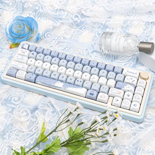 COOMICKEY Blue White MOA Profile Custom PBT Keycaps 132 Keys Set Dye Sublimation Keycaps for 61/87/104/108/84/64/98/96 Mechanical Keyboard - Image 5