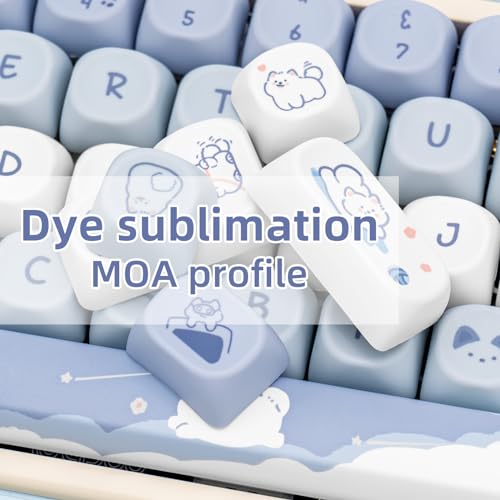 COOMICKEY Blue White MOA Profile Custom PBT Keycaps 132 Keys Set Dye Sublimation Keycaps for 61/87/104/108/84/64/98/96 Mechanical Keyboard - Image 3