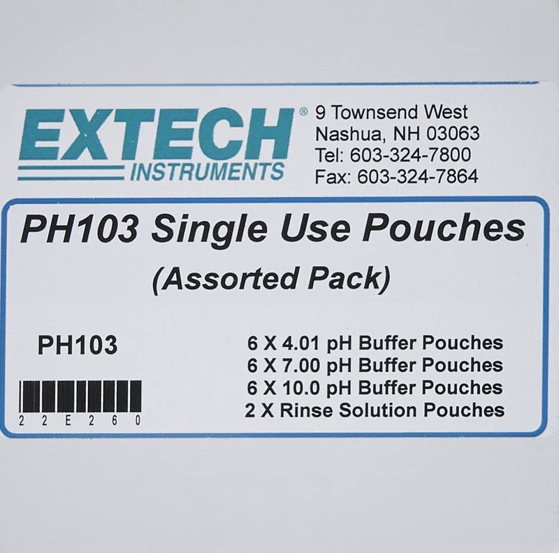 Extech PH103 Tripak Buffer Pouches with Rinse Solution - pH 4.01, 7.00, and 10.00 - Image 2