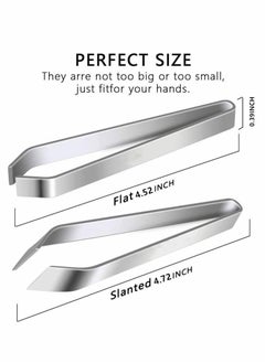 KASTWAVE 2 Pieces Fish Bone Tweezers Set Includes Stainless Steel Tongs Tweezers Fish Scale Scraper Removers Flat and Slant Tweezers Pliers for Chef Cooking Utensils, Sea Food, Beauty Tools  - Image 2