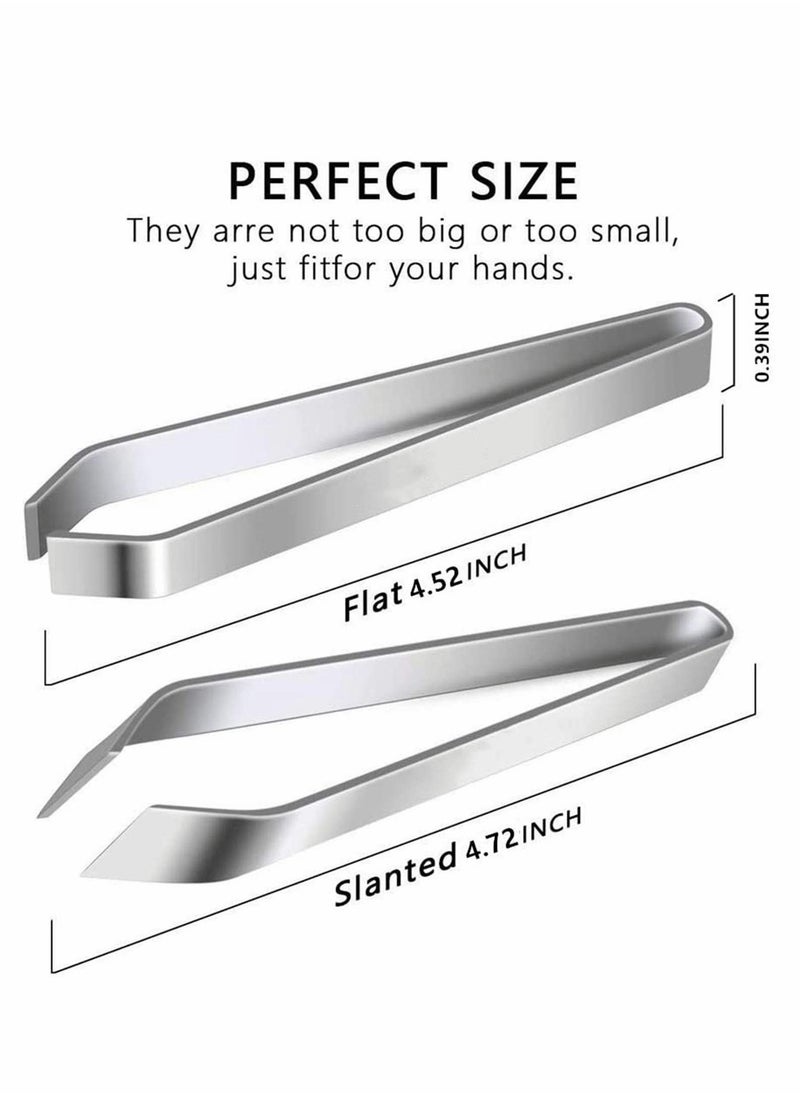 KASTWAVE 2 Pieces Fish Bone Tweezers Set Includes Stainless Steel Tongs Tweezers Fish Scale Scraper Removers Flat and Slant Tweezers Pliers for Chef Cooking Utensils, Sea Food, Beauty Tools  - Image 2