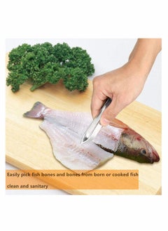KASTWAVE 2 Pieces Fish Bone Tweezers Set Includes Stainless Steel Tongs Tweezers Fish Scale Scraper Removers Flat and Slant Tweezers Pliers for Chef Cooking Utensils, Sea Food, Beauty Tools  - Image 3