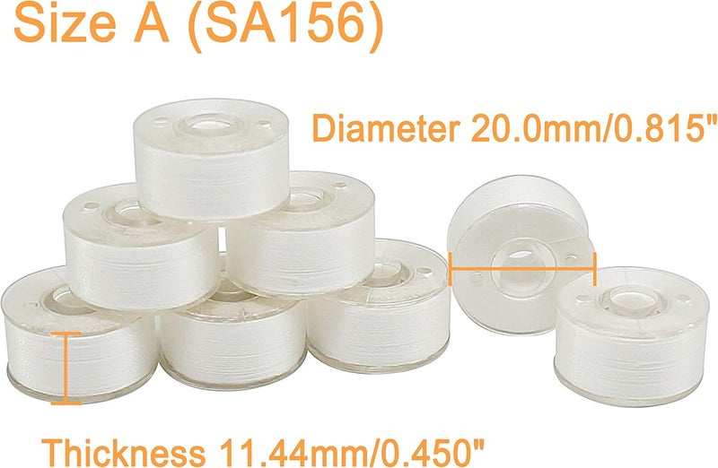 New brothread 144pcs White 70D/2(60WT) Prewound Bobbin Thread Plastic Size A SA156 for Embroidery and Sewing Machine Polyester Thread Sewing Thread - Image 3