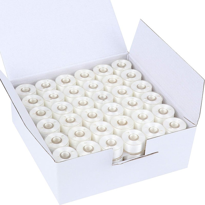 New brothread 144pcs White 70D/2(60WT) Prewound Bobbin Thread Plastic Size A SA156 for Embroidery and Sewing Machine Polyester Thread Sewing Thread - Image 1