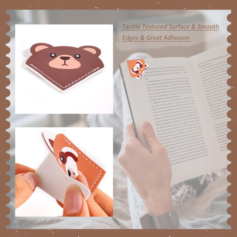 emmoolife 6 Pcs Cute Animal Shaped Leather Bookmarks, Adorable Corner Page Accessories, Animal Themed Book Page Holders, Durable Book Markers for Reading, Reading Gifts for Girls Women Teenage & Book Lovers - Image 5