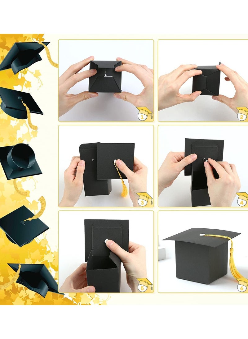 24 Pack Graduation Hat Candy Box Graduation Gift Box with Fringe for Graduation Party Supplies Decorative Candy Chocolate Souvenirs - Image 3