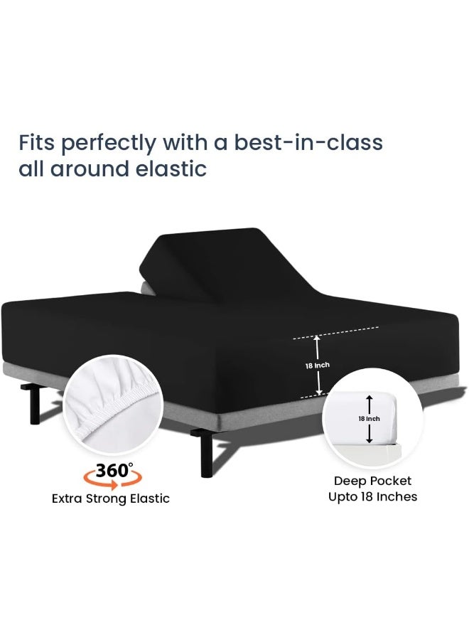 SGI bedding Top Split Flex Sheet Set for Adjustable Bed 36' Split Head King Soft & Smooth Microfiber 4 Piece Set fits up to 18 Inch Deep Pocket Black  - Image 5