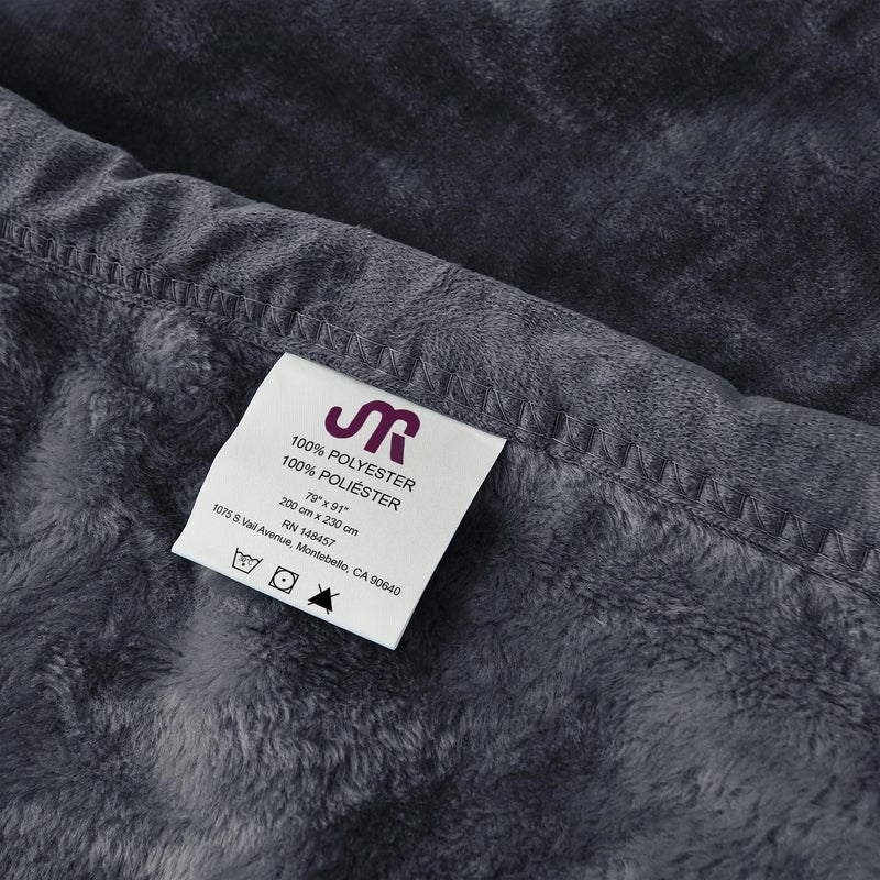 JYK Korean Faux Mink Fleece Queen Blanket, 3.5 LB, 1 Ply, Extra Soft, Lightweight, Breathable, Plush, Fuzzy Cozy, 79x91 Inches, Dark Grey - Image 5