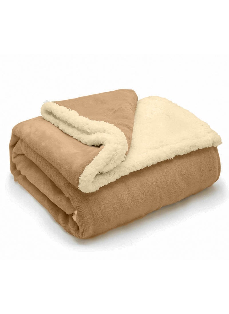 Generic Sherpa Bed Blanket King Size, Double Plush Reversible Fleece, Machine Washable, Warm and Cozy for Bed & Sofa (240x220 cm)  - Image 1