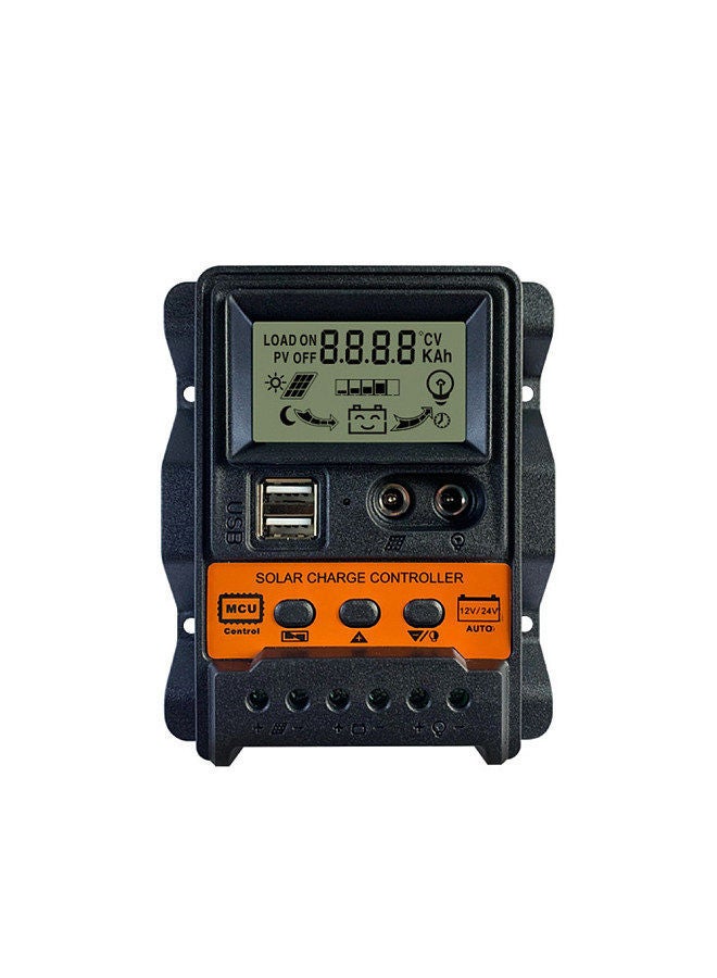 NIBEMINENT Dual USB Output Photovoltaic Power Controller 12Volt 24Volt Automatic Identification LCD Display Solar Three-stage Charging Management PWM Controllers - Image 1