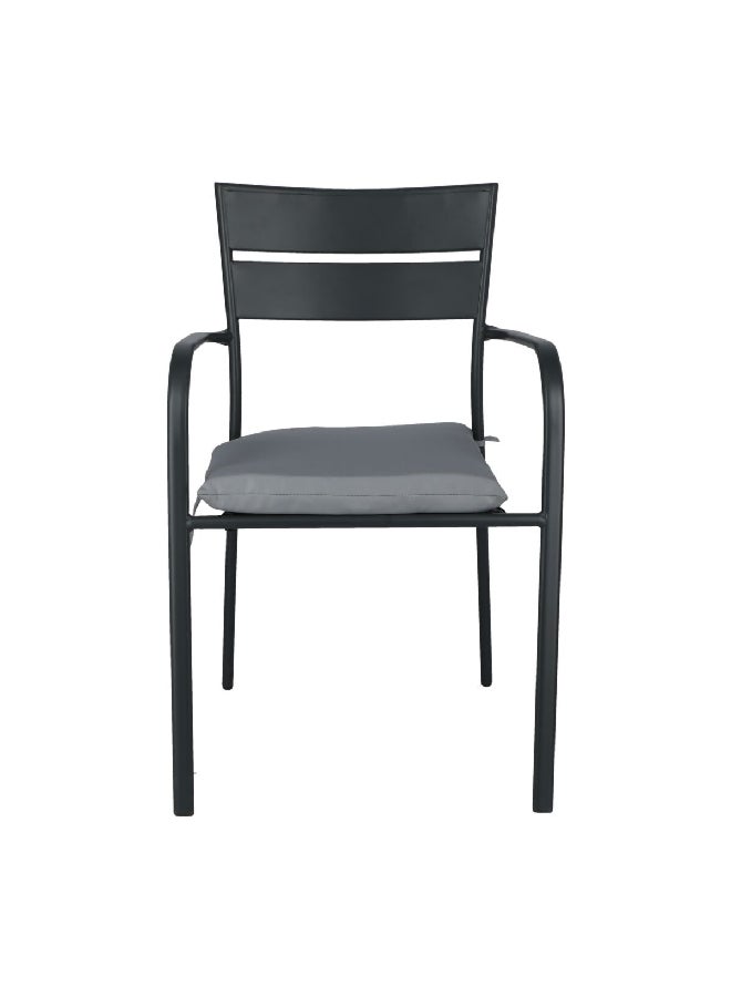 LIVING ACCENTS Fade Resistance Steel Mesh Patio Arm Chair with Cushion Black and Grey 90 x 55 x 54 cm - Image 2