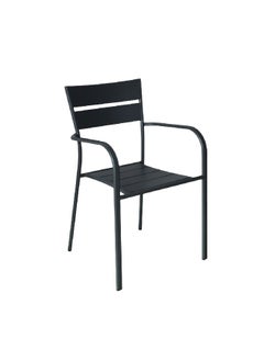 LIVING ACCENTS Fade Resistance Steel Mesh Patio Arm Chair with Cushion Black and Grey 90 x 55 x 54 cm  - Image 1