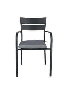 Fade Resistance Steel Mesh Patio Arm Chair with Cushion Black and Grey 90 x 55 x 54 cm - pzsku/ZE43DF9F72C9028041BC8Z/45/_/1702375473/bb3db4e5-1742-4933-89b7-6976598781df