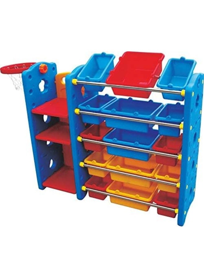 Rainbow Toys RBW TOYS Stationery Organizing, Toys Organizing Shelf frame holds 18 containers with basketball  - Image 2