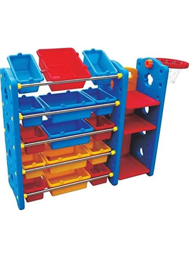 Rainbow Toys RBW TOYS Stationery Organizing, Toys Organizing Shelf frame holds 18 containers with basketball  - Image 1