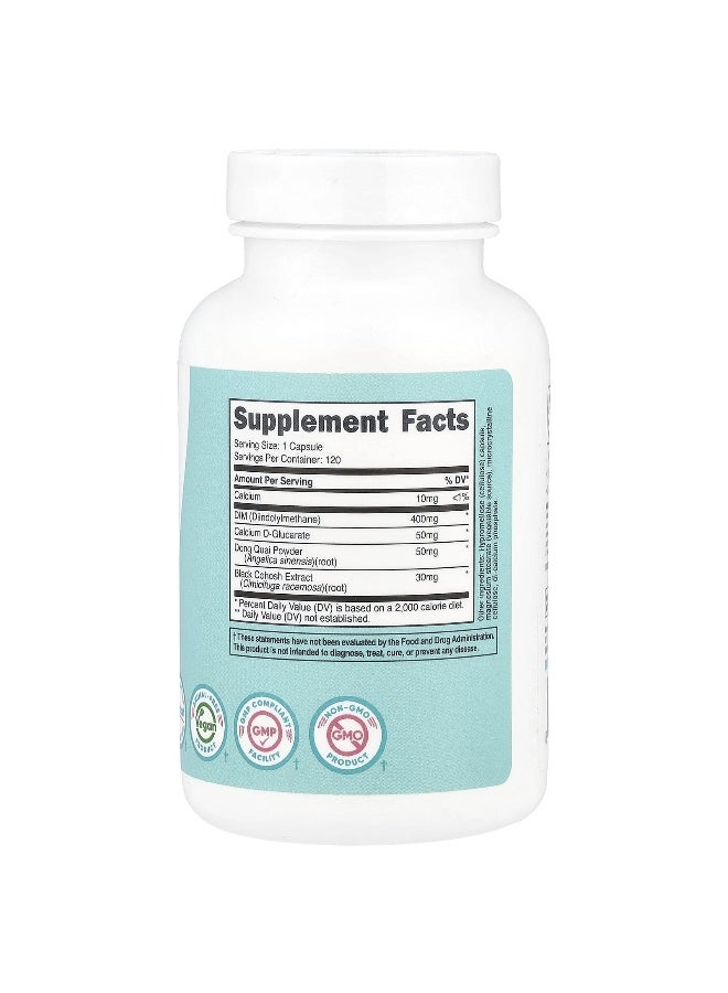 Nutricost نوتريكوست، نساء، DIM مع كالكسيوم D-غلوكارات و دونغ كواي، 120 كبسولة - Image 2