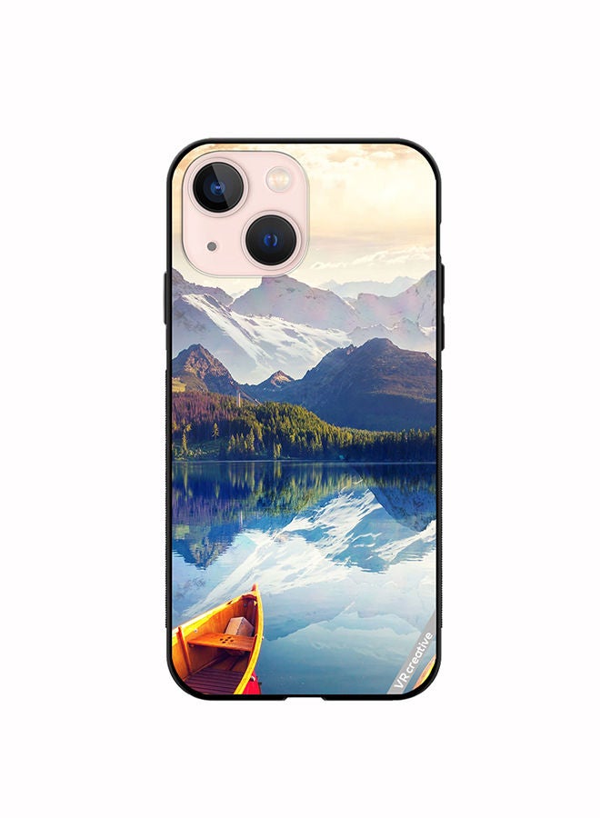 VR CREATIVE Protective Case Cover For Apple iPhone 14 Boat In River Scenery Design Multicolour - Image 1