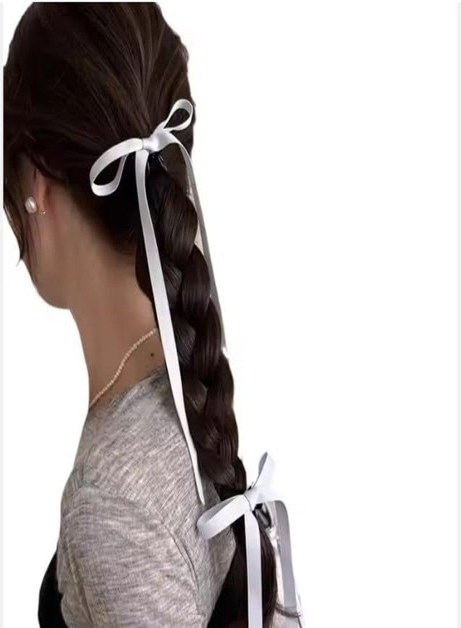 Cerun 6 Pcs luxury Bow Hair Clips with Long Tail, Tassel Ribbon Small Claw Clips Bow knot Satin Hair Barrette Hair Accessories for Women Girls Toddlers same color as shown - Image 5