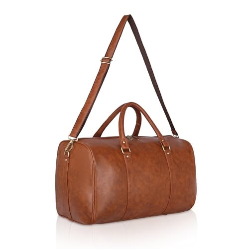 ZAINTO Unisex Duffel Bag for Travelling in Flight Latest Travel Faux Leather Duffle Bags for Men and Women (Tan) - Image 5