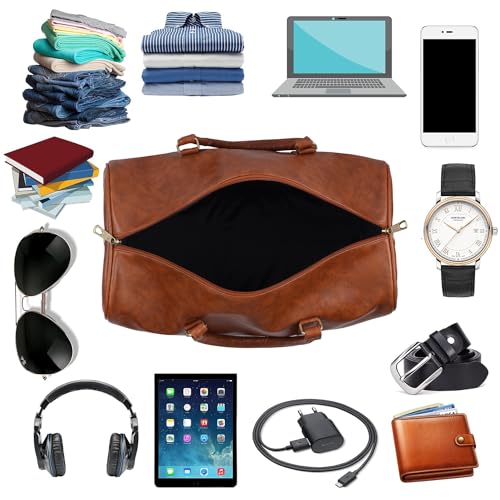 ZAINTO Unisex Duffel Bag for Travelling in Flight Latest Travel Faux Leather Duffle Bags for Men and Women (Tan) - Image 4