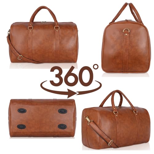 ZAINTO Unisex Duffel Bag for Travelling in Flight Latest Travel Faux Leather Duffle Bags for Men and Women (Tan) - Image 2