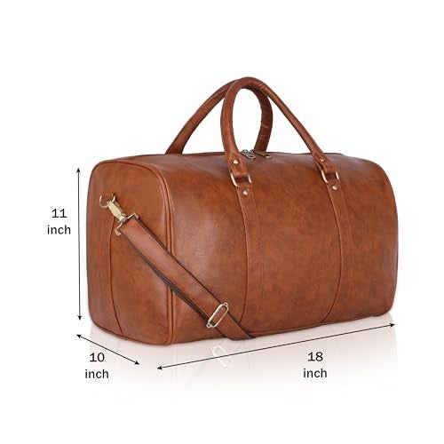 ZAINTO Unisex Duffel Bag for Travelling in Flight Latest Travel Faux Leather Duffle Bags for Men and Women (Tan) - Image 3