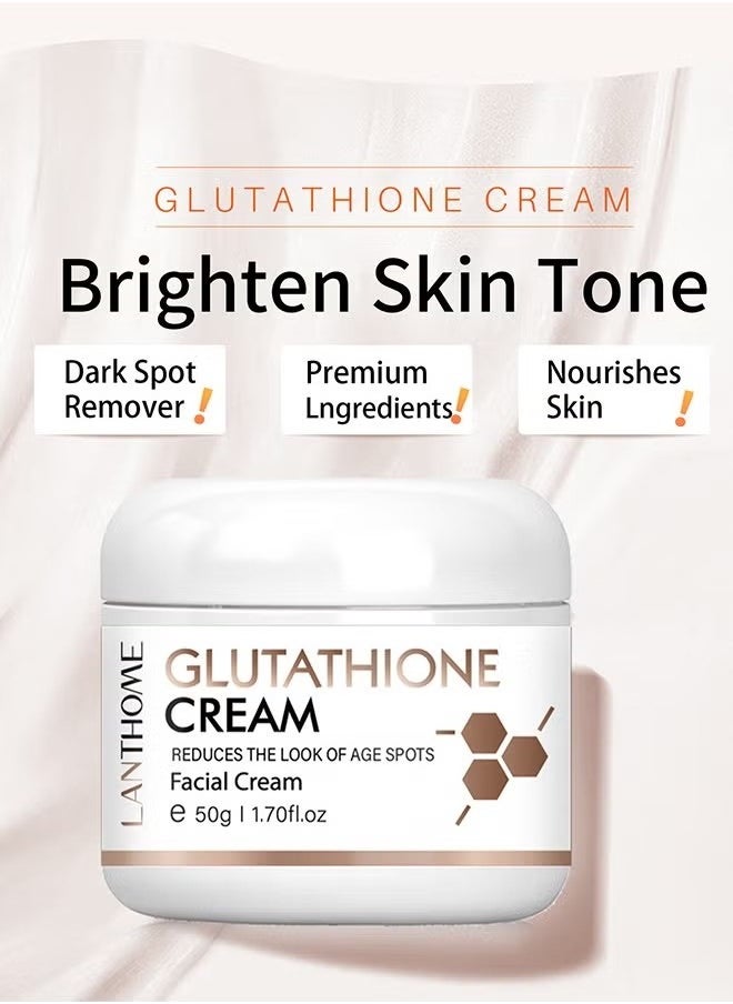 Lanthome Glutathione Cream 50ml + Glutathione Serum 30ml- VITAMIN C Kojic Acid Natural Skin Nourishing Resurfacing Fade Cream and Serum Brighting Dark Spots Acne Scars Intensively Hydrating Soothing Provide  - Image 3