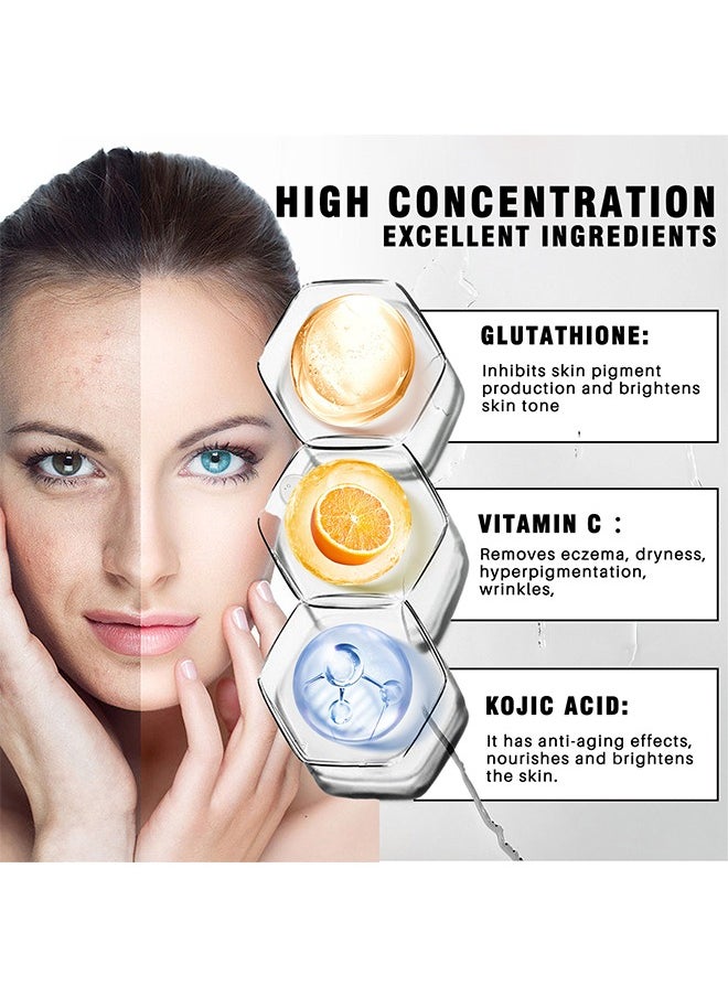 Lanthome Glutathione Cream 50ml + Glutathione Serum 30ml- VITAMIN C Kojic Acid Natural Skin Nourishing Resurfacing Fade Cream and Serum Brighting Dark Spots Acne Scars Intensively Hydrating Soothing Provide  - Image 4