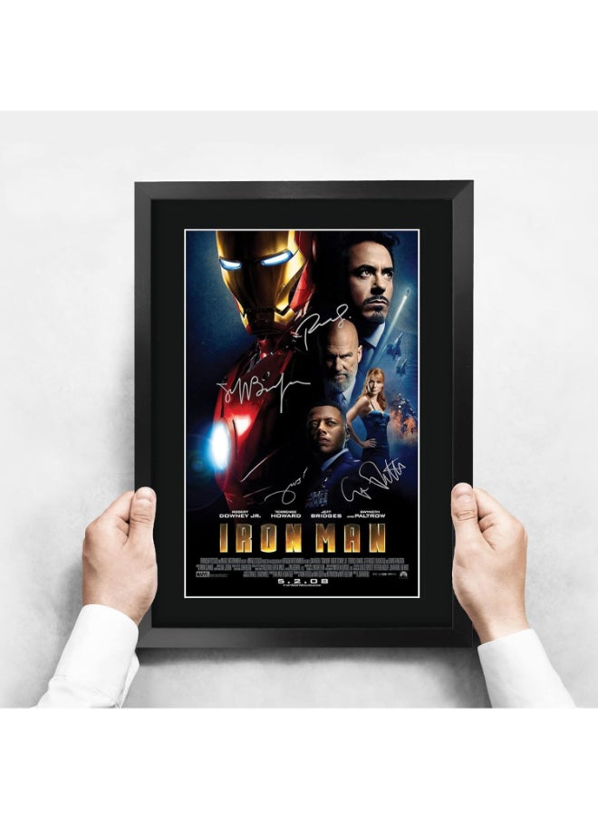 HWC Trading HWC Trading Iron Man Movie Poster Robert Downey Jr Terrence Howard Gwyneth Paltrow Jeff Bridges Signed 16 x 12 inch Framed Gift Printed Autograph Film Print Photo Picture Display - 16" x 12" Framed  - Image 3