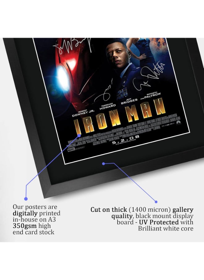 HWC Trading HWC Trading Iron Man Movie Poster Robert Downey Jr Terrence Howard Gwyneth Paltrow Jeff Bridges Signed 16 x 12 inch Framed Gift Printed Autograph Film Print Photo Picture Display - 16" x 12" Framed  - Image 4