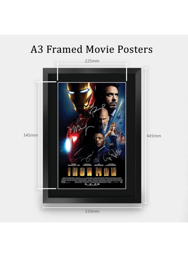 HWC Trading HWC Trading Iron Man Movie Poster Robert Downey Jr Terrence Howard Gwyneth Paltrow Jeff Bridges Signed 16 x 12 inch Framed Gift Printed Autograph Film Print Photo Picture Display - 16" x 12" Framed  - Image 2