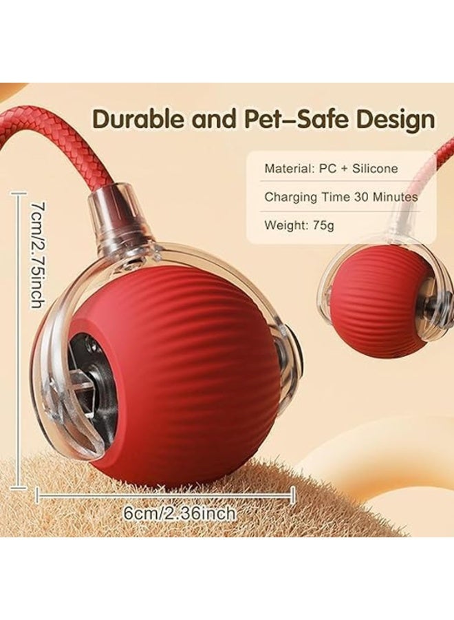 SUNSAR Interactive Pet Ball Toy, 360° Smart Automatic Rolling Ball for Dogs and Cats, Rechargeable, Red - Image 2