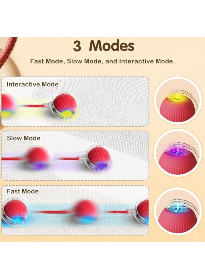 SUNSAR Interactive Pet Ball Toy, 360° Smart Automatic Rolling Ball for Dogs and Cats, Rechargeable, Red - Image 3