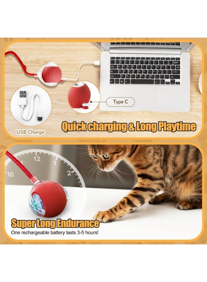 SUNSAR Interactive Pet Ball Toy, 360° Smart Automatic Rolling Ball for Dogs and Cats, Rechargeable, Red - Image 4